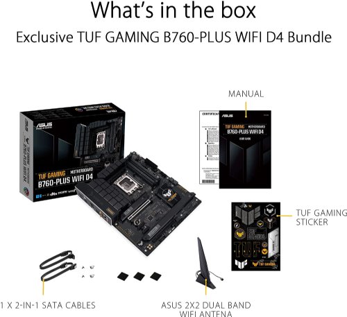 ASUS TUF GAMING B760-PLUS WIFI Intel B760 (13th and 12th Gen) LGA 1700 ATX motherboard with PCIe 5.0, three PCIe 4.0 M.2 slots, DDR4, Realtek 2.5Gb Ethernet, DisplayPort...