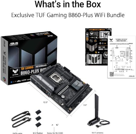ASUS TUF Gaming B860-PLUS WiFi B860 LGA 1851 mATX Motherboard, Intel Core Ultra Series 2 Ready, Advanced AI PC-Ready, 12+1+2+1 Stages, DDR5, PCIe 5.0, 3X M.2 ...