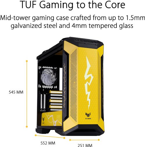 ASUS TUF Gaming GT501 ZENITSU Mid-Tower Computer Case for up to EATX Motherboards with USB 3.0 Front Panel Cases GT501/GRY/WITH Handle Demon Slayer Edition...