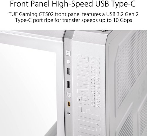 ASUS TUF Gaming GT502 White ATX Mid-Tower Computer Case with Front Panel RGB Button, USB 3.2 Type-C and 2x USB 3.0 Ports, 2- way Graphic Card Mounting...