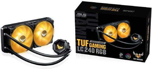 ASUS TUF Gaming LC 240 ARGB all-in-one liquid CPU cooler (Aura Sync, dual TUF 120mm ARGB radiator fans with fan blade groove design)