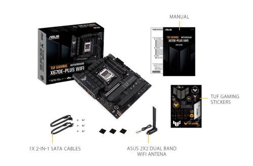 TUF Gaming X670E-PLUS WIFI 6E Socket AM5 (LGA 1718) Ryzen 7000 ATX gaming motherboard (16 power stages, PCIe 5.0, DDR5 memory, four M.2 slots...