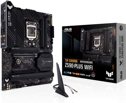 ASUS TUF Gaming Z590-Plus, LGA 1200 (Intel 11th/10th Gen) ATX gaming motherboard (PCIe 4.0, 3xM.2/NVMe SSD, 14+2 power stages, USB 3.2 gen 1 front panel Ty...
