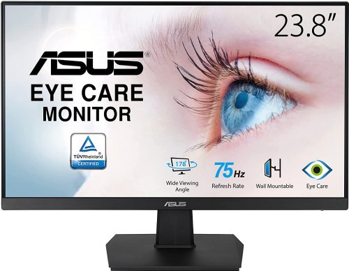 ASUS 23.8" 1080P Monitor (VA247HE) - Full HD, IPS, 75Hz, Adaptive-Sync/FreeSync, Low Blue Light, Flicker Free, Eye Care Plus, VESA Mountable, Frameless ...
