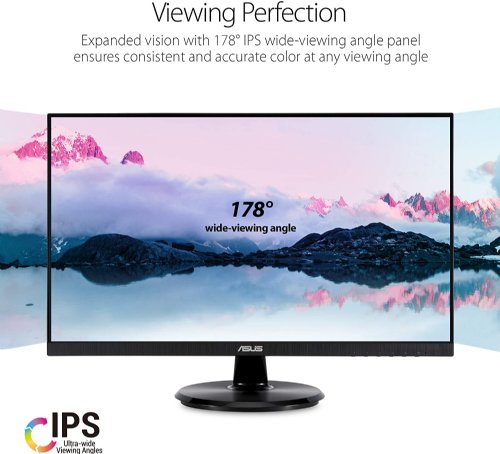 ASUS VA24DQ 23.8" Monitor, 1080P Full HD, 75Hz, IPS Monitor, Adaptive-Sync/FreeSync, Eye Care, HDMI DisplayPort VGA, Frameless, VESA Wall Mountable ...