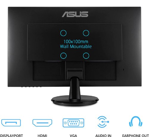 ASUS 27" 1080P Monitor (VA27DQ) - Full HD, IPS, 75Hz, Speakers, Adaptive-sync/FreeSync, Low Blue Light, Flicker Free, Frameless, HDMI, VGA, DisplayPort, Tilt Adjustable