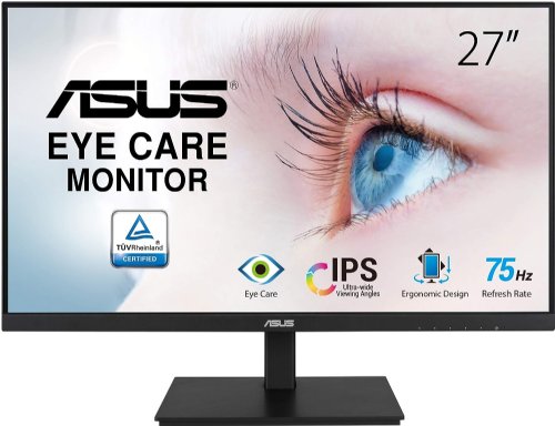 ASUS 27" 1080P, 75Hz,IPS Full HD Monitor, Adaptive-Sync, Eye Care, HDMI, DisplayPort, VGA USB Hub, Frameless, Ergonomic Design, VESA Wall Mountable, 3 Year Warranty...