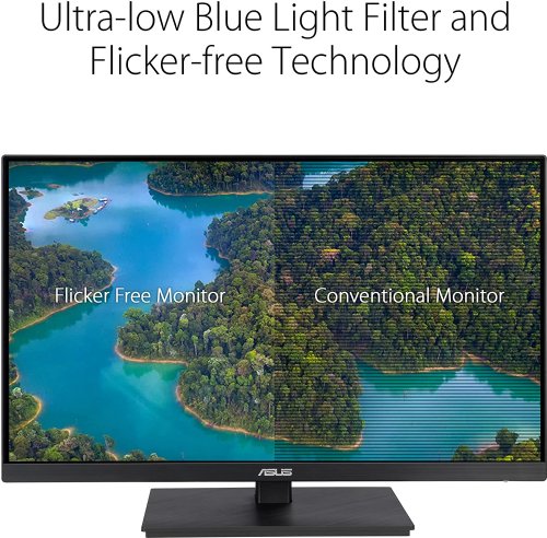 ASUS 27" 1080P Full HD IPS 75Hz Monitor, Adaptive-Sync, Speakers, Eye Care, Low Blue Light, Flicker Free, DisplayPort, HDMI, USB Hub, D-Sub...