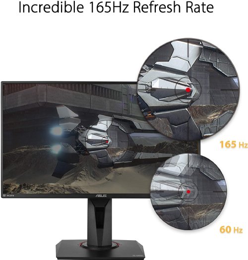 ASUS TUF Gaming VG259QR 24.5 Gaming Monitor, 1080P Full HD, 165Hz (Supports 144Hz), 1ms, Extreme Low Motion Blur, G-SYNC Compatible ready, Eye Care, Displa...