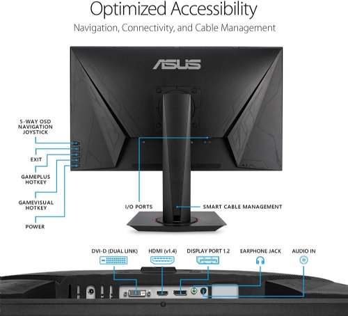 ASUS VG278QR 27" Gaming Monitor 165Hz Full HD (1920 x 1080) 0.5ms G-SYNC Eye Care DisplayPort HDMI DVI, 3 Year Warranty with ARR...