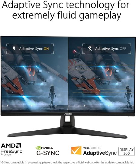 ASUS TUF Gaming 27 1440P Monitor (VG27AQM5A) - QHD (2560x1440), 300Hz, Fast IPS, Extreme Low Motion Blur Sync, 0.3ms, Speaker, 95% DCI-P3, Shadow Boost ...