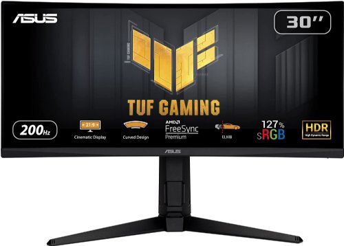 ASUS TUF Gaming 30" 21:9 1080P Ultrawide Curved HDR Monitor (VG30VQL1A),  WFHD (2560 x 1080), 200Hz (Supports 144Hz), 1ms, FreeSync Premium, Eye Care, DisplayPort...