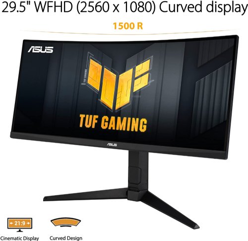 ASUS TUF Gaming 30" 21:9 1080P Ultrawide Curved HDR Monitor (VG30VQL1A),  WFHD (2560 x 1080), 200Hz (Supports 144Hz), 1ms, FreeSync Premium, Eye Care, DisplayPort...