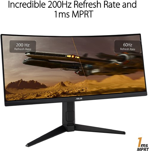 ASUS TUF Gaming 30" 21:9 1080P Ultrawide Curved HDR Monitor (VG30VQL1A),  WFHD (2560 x 1080), 200Hz (Supports 144Hz), 1ms, FreeSync Premium, Eye Care, DisplayPort...