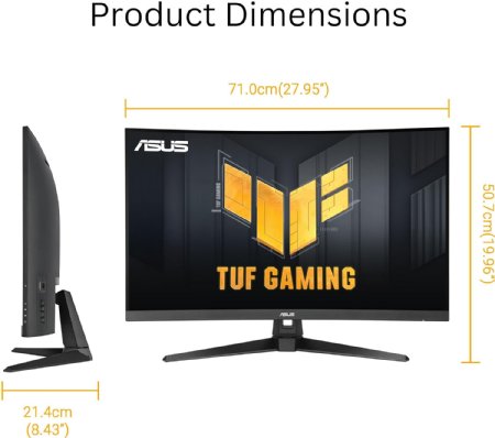 ASUS TUF Gaming 31.5in 1440P Curved HDR Gaming Monitor (VG32WQ3B) QHD (2560 x 1440), 180Hz, 0.5ms, 1500R, Extreme Low Motion Blur, FreeSync, 90% DCI-P3, Shadow Boost ...