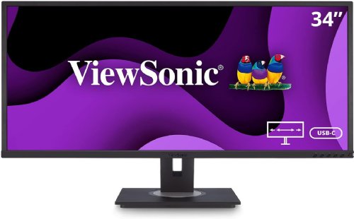 ViewSonic VG3456 34 Inch 21:9 UltraWide WQHD 1440p Monitor with Ergonomics Design USB Type C Docking Built-in Gigabit Ethernet for Home and Office Black....