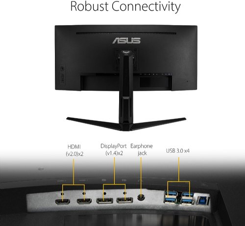 ASUS TUF Gaming VG34VQL1B 34' Curved HDR Monitor, WQHD (3440x1440), 165Hz, 1ms, Extreme Low Motion Blur, FreeSync Premium, Eye Care, DisplayPort...