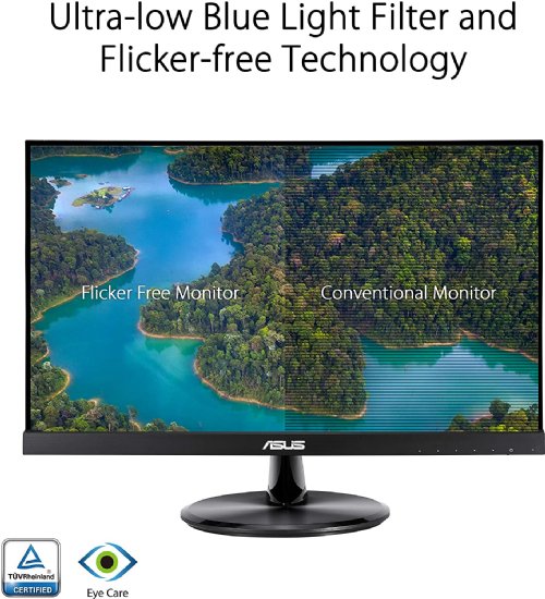 ASUS  21.5" Monitor (VP227HE) Full HD 75Hz Asaptive-Sync/Freesync Eye Care Low Blue Light Flicker Free HDMI VGA Frameless Ergonomic Tilt Wall Mountable...