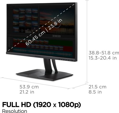 ViewSonic VP2456 24 Inch 1080p Premium IPS Monitor with Ultra-Thin Bezels, Color Accuracy, Pantone Validated, HDMI, DisplayPort and USB C for Professional Home and Office...