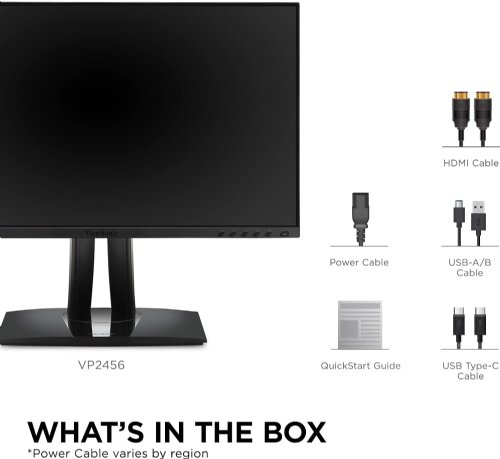 ViewSonic VP2456 24 Inch 1080p Premium IPS Monitor with Ultra-Thin Bezels, Color Accuracy, Pantone Validated, HDMI, DisplayPort and USB C for Professional Home and Office...