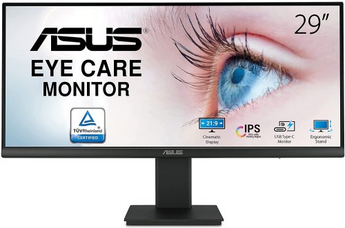 ASUS 29" 1080P Ultrawide HDR Monitor (VP299CL) - 21:9 (2560 x 1080), IPS, 75Hz, 1ms, USB-C w/ 15W Power Delivery, FreeSync, Eye Care Plus, HDR-10, VESA Mountable...