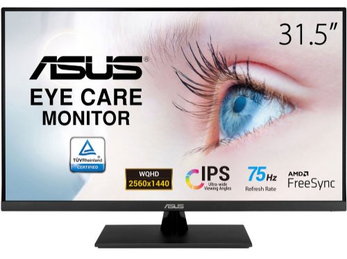 ASUS 31.5" 1440P QHD (2560 x 1440) IPS Monitor, 100% sRGB, HDR10, 75Hz, Speakers, Adaptive-Sync/FreeSync, Low Blue Light, Eye Care, VESA Mountable, Frameless..