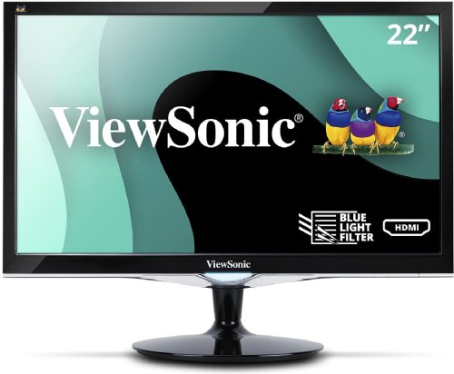 Viewsonic 22 Full HD multiMedia Display, 1920x1080, 2ms Ultra fast response time, 50M:1 MEGA Dynamic Contrast Ratio, Dsub, DVI and HDMI inputs, built in 2W ...
