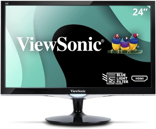 Viewsonic 24 (23.6 VIS) Full HD multiMedia Display with 1920x1080 native resolution, 2ms Ultra fast response time, 50M:1 MEGA Dynamic Contrast Ratio, 2 bui ...