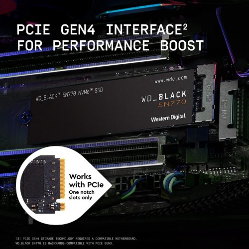 Western Digital Black 500GB SN770 NVMe Internal Gaming SSD Solid State Drive - Gen4 PCIe, M.2 2280, Up to 4,000 MB/s...