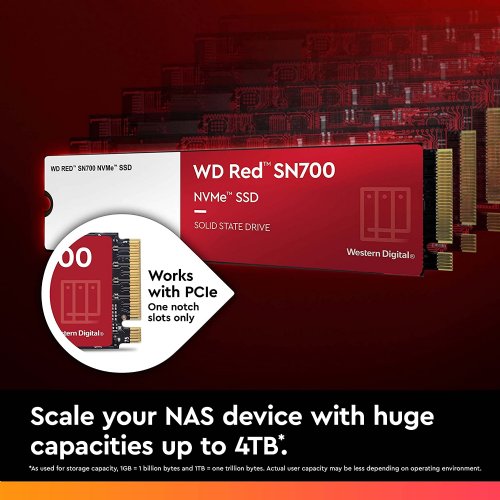 Western Digital Red 4TB WD SN700 NVMe Internal Solid State Drive SSD for NAS Devices - Gen3 PCIe, M.2 2280, Up to 3,400 MB/s...