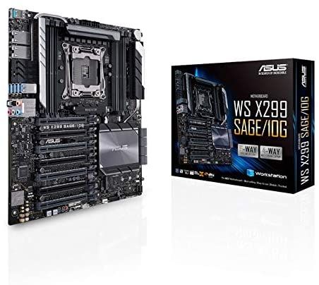 ASUS WS X299 Sage, Socket 2066 Core X-Series, Intel X299, 8 x DIMM, Max. 128GB, DDR4(6-core above), Supports NVIDIA  4-Way SLI, Supports AMD 4-Way CrossFireX, 7 ...