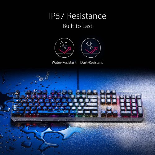 ASUS ROG Strix Scope RX gaming keyboard, ROG RX Optical Mechanical Switches, all-round Aura Sync RGB illumination, IP56 water and dust resistance, USB 2.0 ...