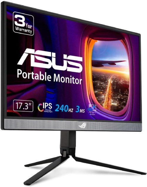 ASUS ROG Strix XG17AHP 17.3" Portable Gaming Monitor, 1080P Full HD, IPS, 240Hz (Supports 144Hz), 3ms (GTG), 800:1, 300 cd/m2, Adaptive-Sync, Eye Care, Micro...