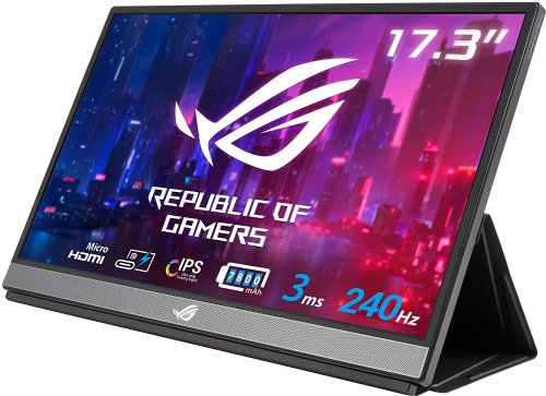 ASUS ROG Strix XG17AHP 17.3IN Portable Gaming Monitor, 1080P Full HD, IPS, 240Hz (Supports 144Hz), 3ms (GTG), 800:1, 300 cd/m2, Adaptive-Sync, Eye Care, Micro...