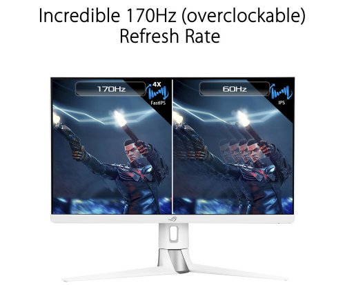 ASUS ROG Strix  27" 1440P HDR Gaming Monitor (XG27AQ-W), White, QHD (2560 x 1440), Fast IPS, 170Hz, 1ms, Adaptive Sync/G-sync Compatible, Eye Care, HDMI, DisplayPort...