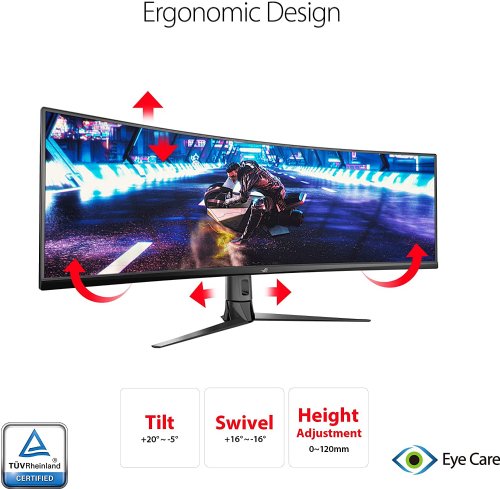 ASUS ROG Strix XG49VQ 49 144Hz Dual Full HD Curved Gaming Monitor, FreeSync, 144Hz Dual Full HD HDR Eye Care with Displayport, HDMI...