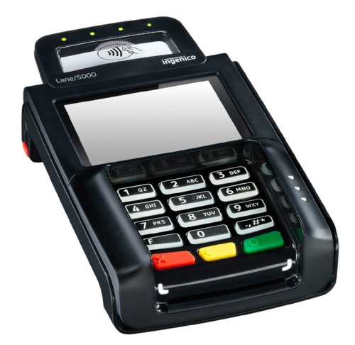 Ingenico Lane/5000 - Versatile and reliable, this reader allows merchants to take contactless, chip, swipe, and keyed transactions all from one device